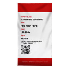 Football Ticket - Red - Personalised Lightweight, Microfibre Retro Beach Towel - 150cm x 75cm