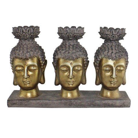 Triple Candle Holder, Buddha Design