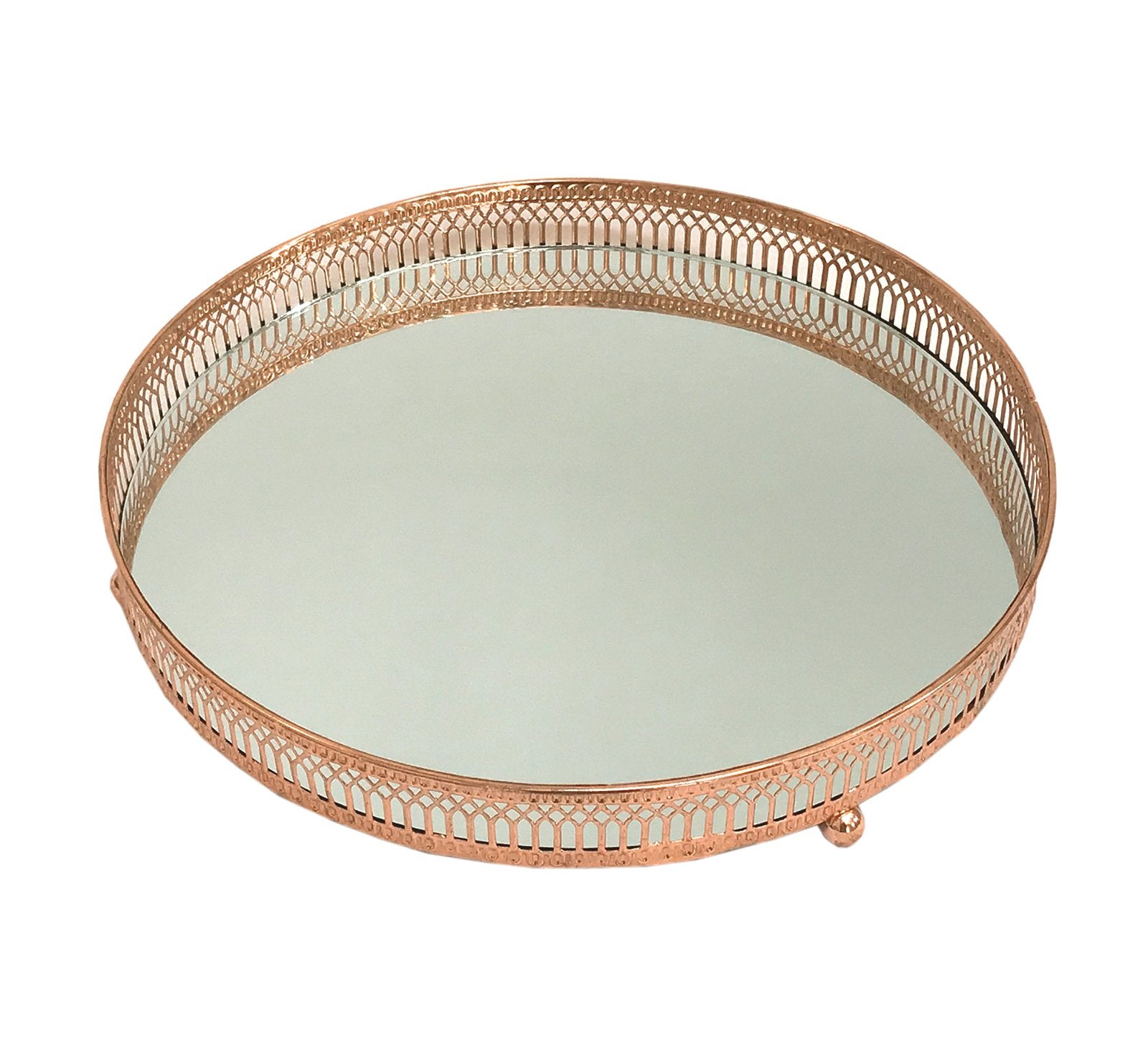 Copper Coloured Mirror Candle Plate