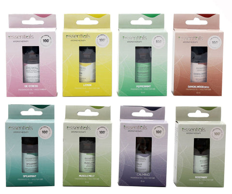 Pack of 8 x 10ml Essentials Aromatherapy Oil