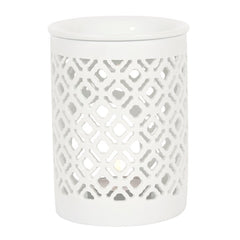 White Matte Lattice Cut Oil Burner
