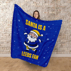 Santa is a Leeds Fan - Luxury Fleece Blanket 150cm X 150cm