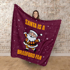 Santa is a Bradford Fan - Luxury Fleece Blanket 150cm X 150cm