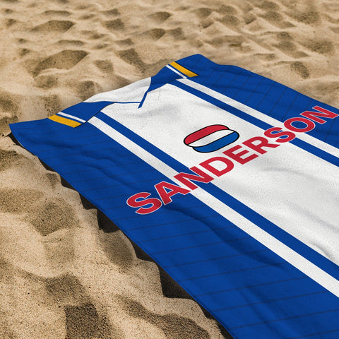 Wednesday 1995 Home Shirt - Personalised Lightweight, Microfibre Retro Beach Towel - 150cm x 75cm