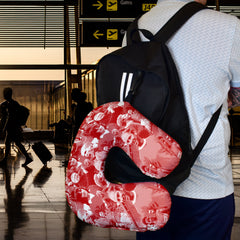 Manchester Red Montage - Retro Football Travel Pillow