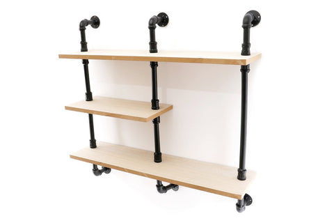 Black Pipe  & Wooden Shelves 70.5cm