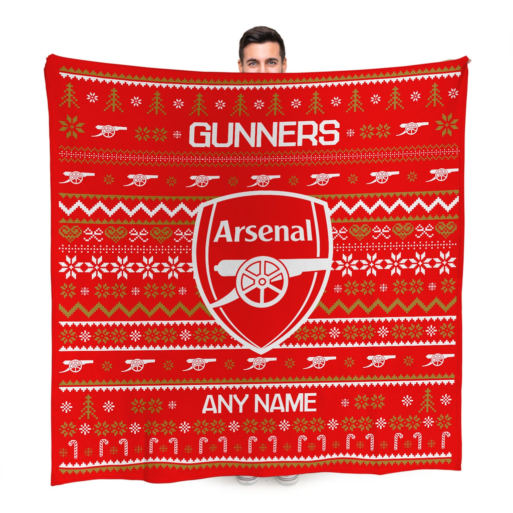 Arsenal FC Christmas Jumper Fleece Blanket - Personalised