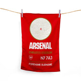 Arsenal FC Map Red Tea Towel - Personalised