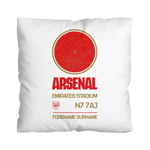 Arsenal FC Map White 18 Inch Cushion - Personalised