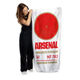 Arsenal FC Map White Beach Towel - Personalised