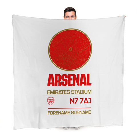Arsenal FC Map White Fleece Blanket - Personalised