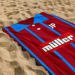 Aston Villa - 1993 - Home Shirt - Personalised Retro Lightweight, Microfibre Beach Towel - 150cm x 75cm
