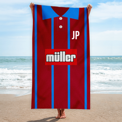 Aston Villa - 1993 - Home Shirt - Personalised Retro Lightweight, Microfibre Beach Towel - 150cm x 75cm