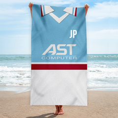 Aston Villa - 1998 - Away Shirt - Personalised Retro Lightweight, Microfibre Beach Towel - 150cm x 75cm