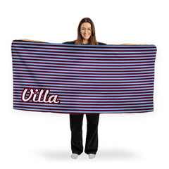 Aston Villa - Stripes - Microfibre Retro Beach Towel - 150cm x 75cm