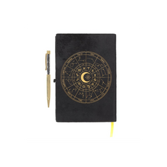 Astrology Wheel Journal with Black Obsidian Pen