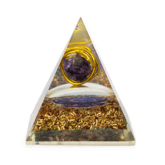 Med Organite Pryamids 7x6cm - Wrapped Amythist - Copper Chips