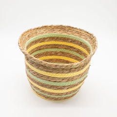Seagrass & Straw Vase Shaped Baskets  - Natural Yellow & Green - Set of 3