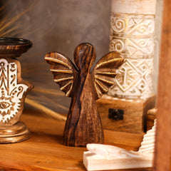 Large Mango Wood Angel - Gold Decor