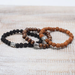 Brown Beads & Buddah Bangle