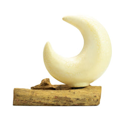 DriftGlow Lamp Crackle Half Moon Shade - Grey