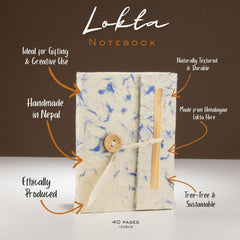 Lokta Mixed Blue Cotton Notebook – Mini (12x8cm) – 40 Leaves