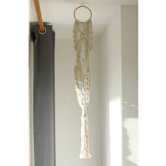 Macrame Pot Holder - Long With Ratten Hoop