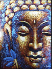 Buddha Painting - Gold Face & Lotus Flower