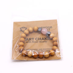 Cedarwood Heart Chakra Bangle with Rose Quartz