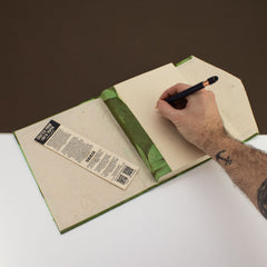 Lokta Bold Floral Notebook – Large (21x15cm) – 45 Leaves – Includes Bookmark – Moss Green