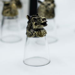 Gift Set of 12 Bottom Up Shot Glasses (25ml) - Forest & Mystical Creatures - Antique Bronze