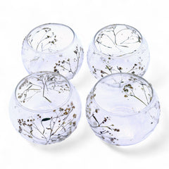 Natural Floral Glass - Bowl Candle Holder - Margarita - (8x10cm)