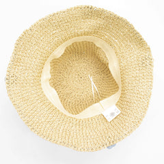 Nomad Sari Floppy Straw Sun Hat - Beige & Blue Flowers