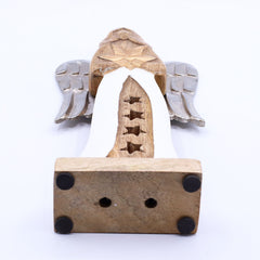 Large Mango Wood Star Angel Metal Wings & Enamel Detail
