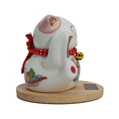 Solar Money Cat Wooden Base  - Pink moving Hand
