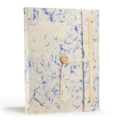 Lokta Mixed Blue Cotton Notebook – Large (21x15cm) – 45 Leaves – Includes Bookmark