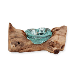 Molton Glass Candle Single Holder on Wood