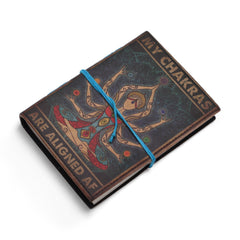 Leather Printed Notebook – My Chakras Are Aligned AF - 17.8×12.7 cm
