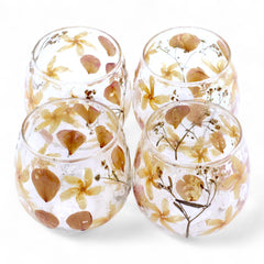Natural Floral Glass - Straight Candle Holder - Rosa - (8x8cm)