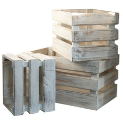 Wooden Storage Crates – Whitewash (Set of 3)