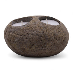 Natural Riverstone Candle Holder - Double Nightlight