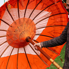 Bali Patio Parasol - Cotton - Orange Decor - 1.5m