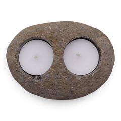 Natural Riverstone Candle Holder - Double Nightlight