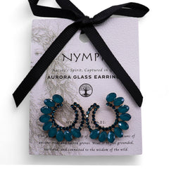 Teal Green - Vintage Glass - Loop - Earrings