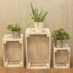 Wooden Storage Crates – Whitewash (Set of 3)