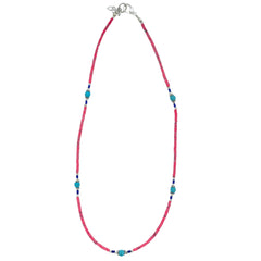 Nepalese Extra Fine Gem Necklace - Pink Coral & Turquoise Beads
