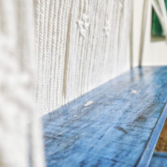 Natural Macrame Hanging Shelves - Blue