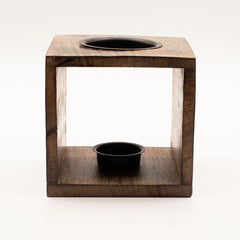 Large Square Mango Wood Oil Burner  - Tree of Life