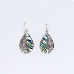 Shell & Silver Earrings - Teardrop- Abalone