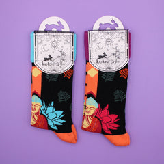 Hop Hare Bamboo Socks S/M - Blue Buddha & Lotus 